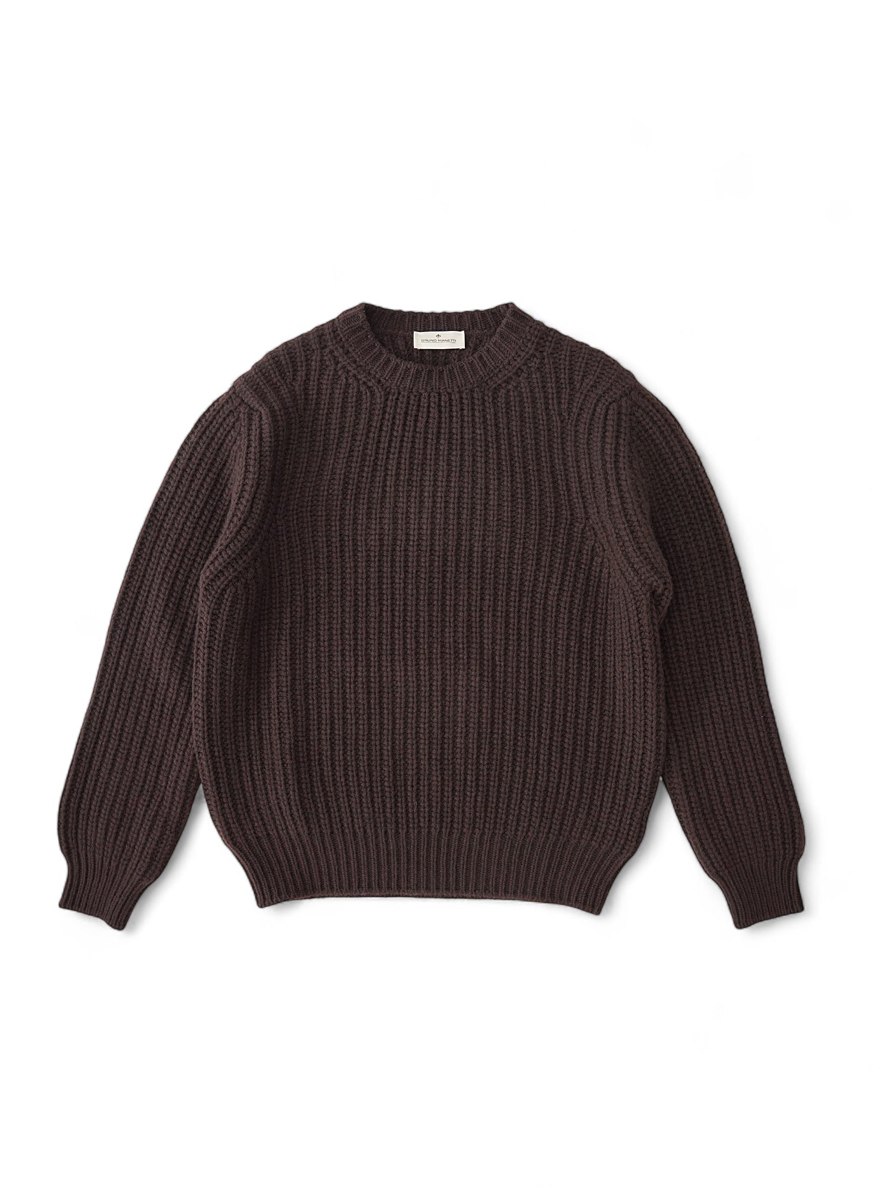 Dark brown chunky knit sweater made of wool and cashmere